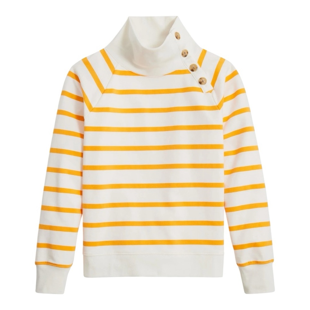 J. Crew Yellow and White Striped Turtleneck Sweater size M